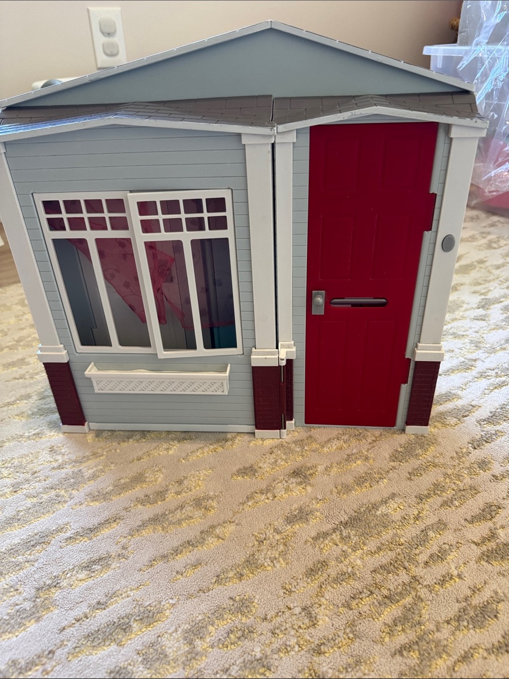 Barbie Playhouse Toy with Red Door and Light Blue Exterior